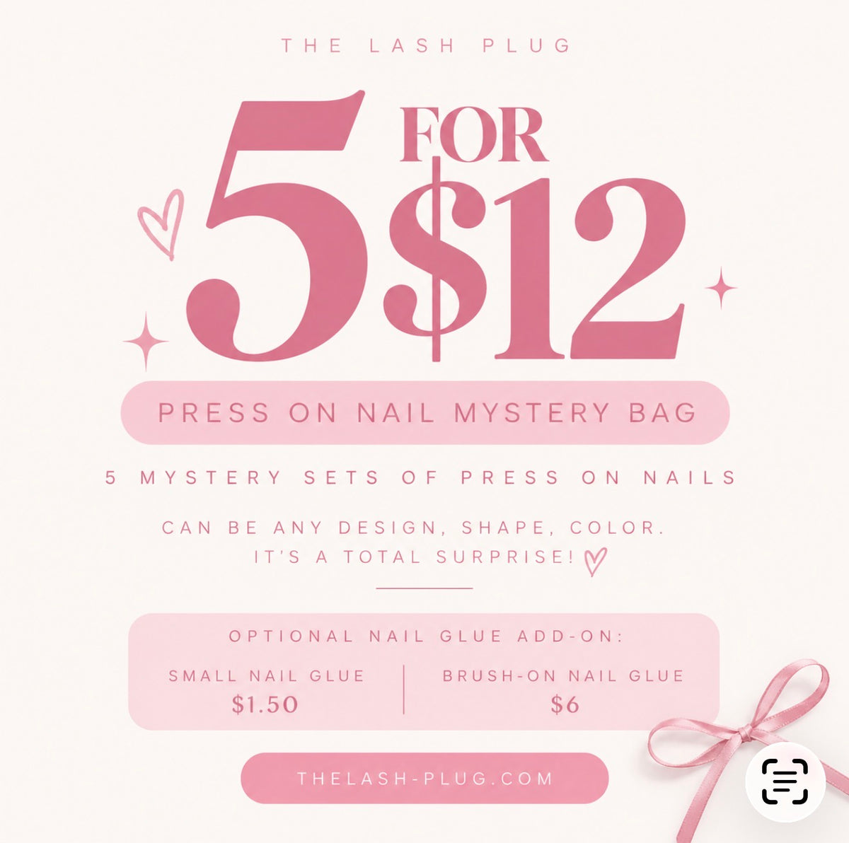 Mystery press on nail bag 5pc per๏ฟผ