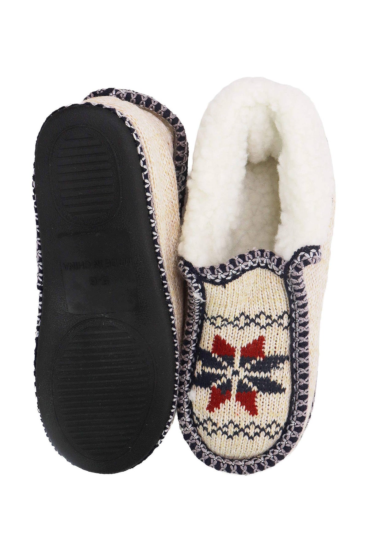Snowflake Woven Fleece Lined Moccasin Slippers: ASSORTED / ASSORTED