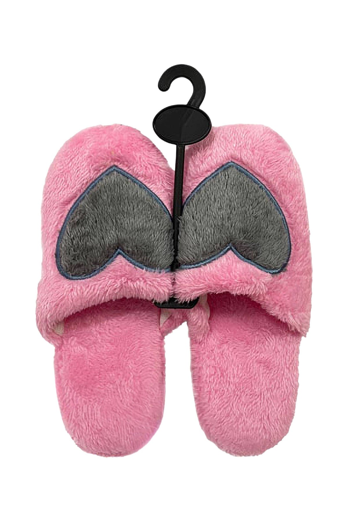 Big Heart Fuzzy Fleece Foam Lounge Slipper Slides: ASSORTED / ASSORTED