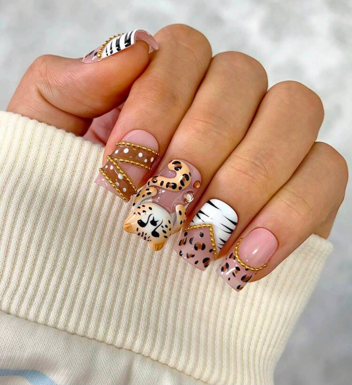 Cheeta girl press on nails
