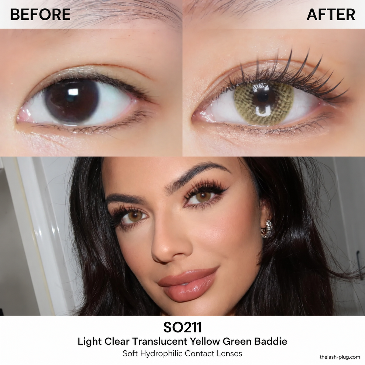 SO211 light clear translucent yellow green baddie -soft hydrophilic contact lenses