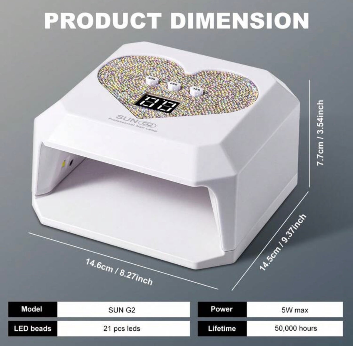 Professional UV nail lamp heart shaped novelty ￼