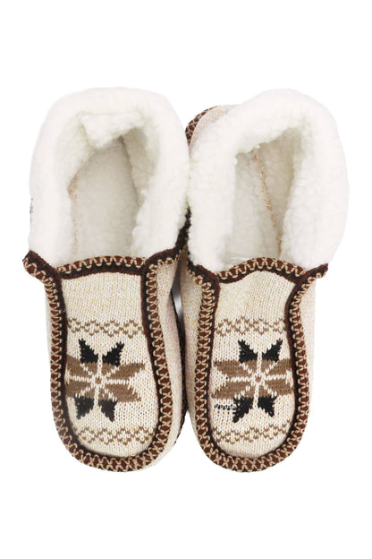 Snowflake Woven Fleece Lined Moccasin Slippers: ASSORTED / ASSORTED