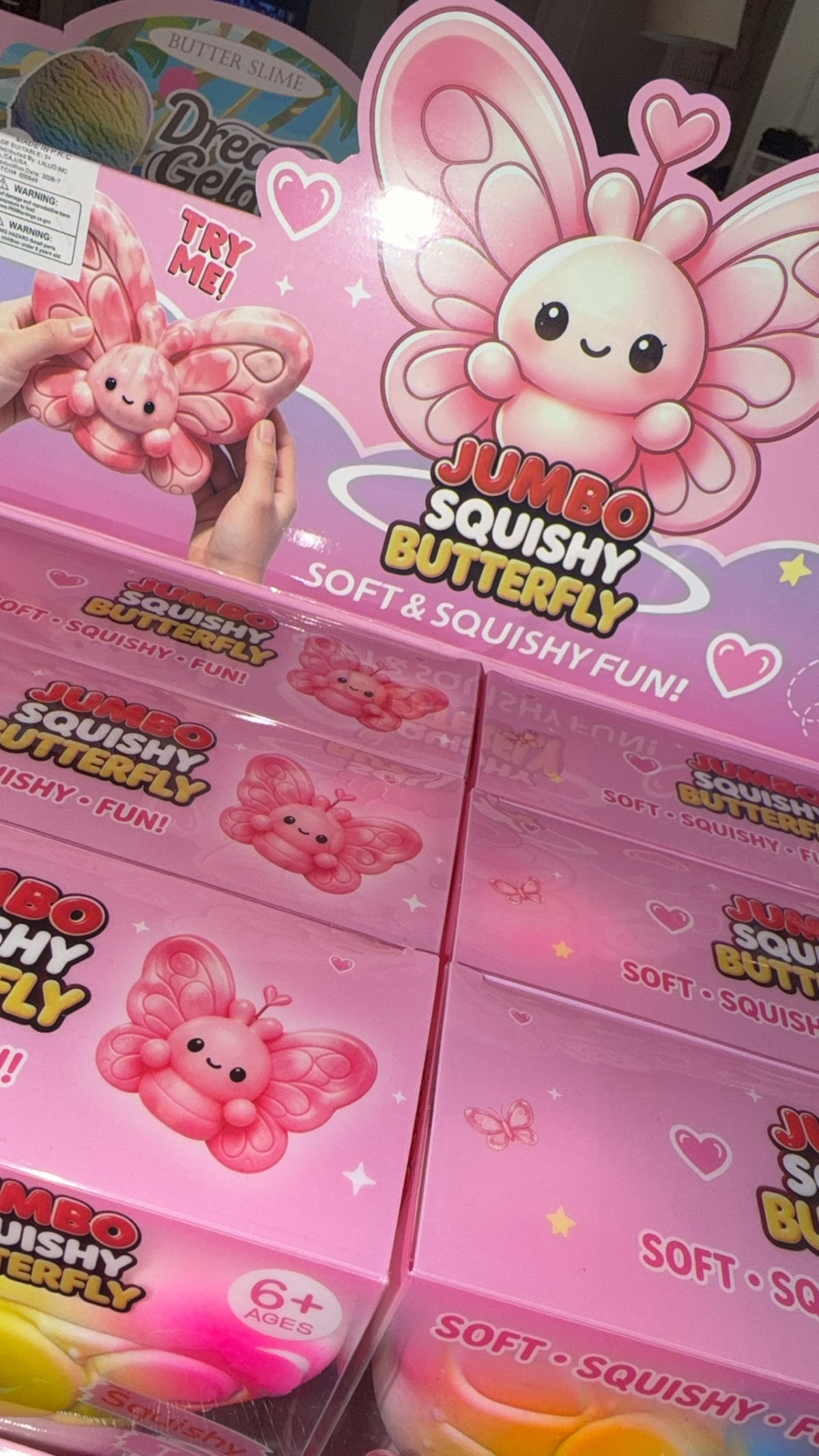 Jumbo 7 inch butterfly fluffy slime filled squishy