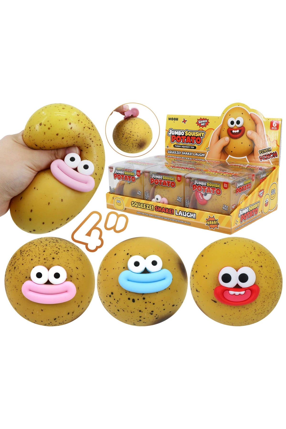 BIG Goofy Smile Potato Bun Fluffy Slime Filled Squishy: ASSORTED / ONE SIZE