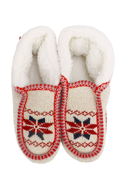 Snowflake Woven Fleece Lined Moccasin Slippers: ASSORTED / ASSORTED