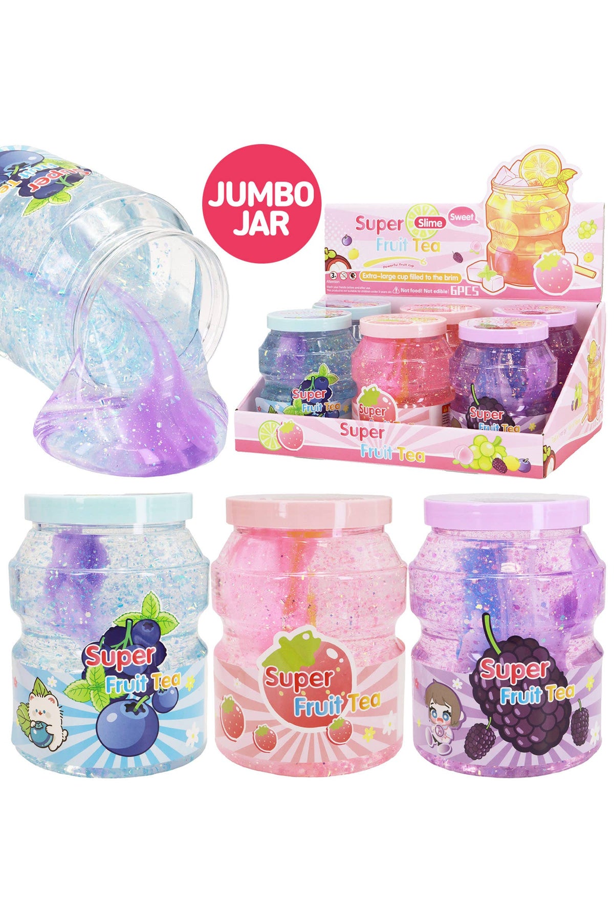 Super Fruit Tea Jumbo Glitter Slime Jar - 1Pcs: ASSORTED / ONE SIZE