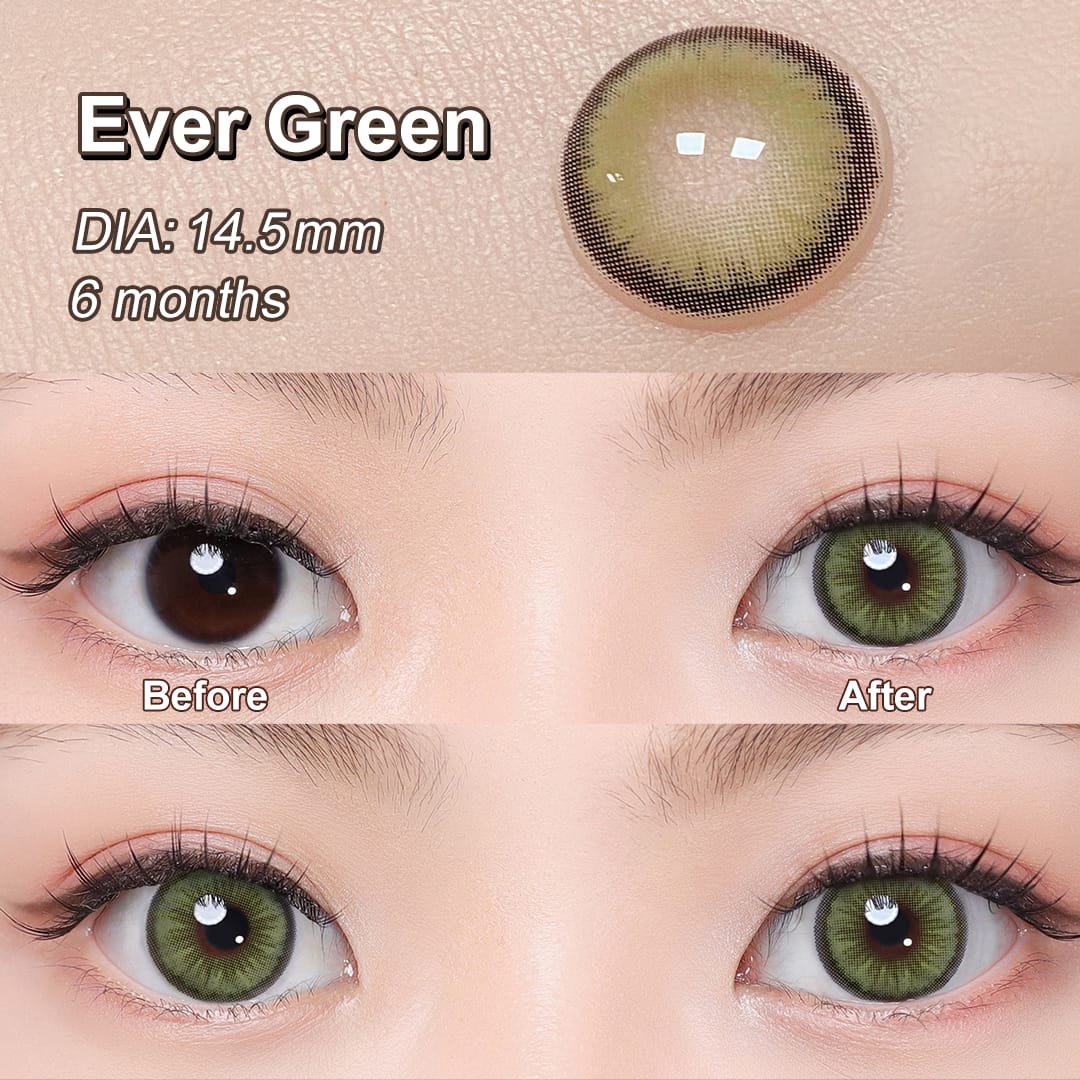 Green 81–2 non-prescription colored contacts with contact lens case