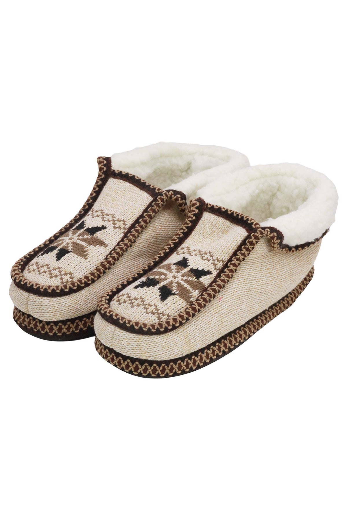 Snowflake Woven Fleece Lined Moccasin Slippers: ASSORTED / ASSORTED