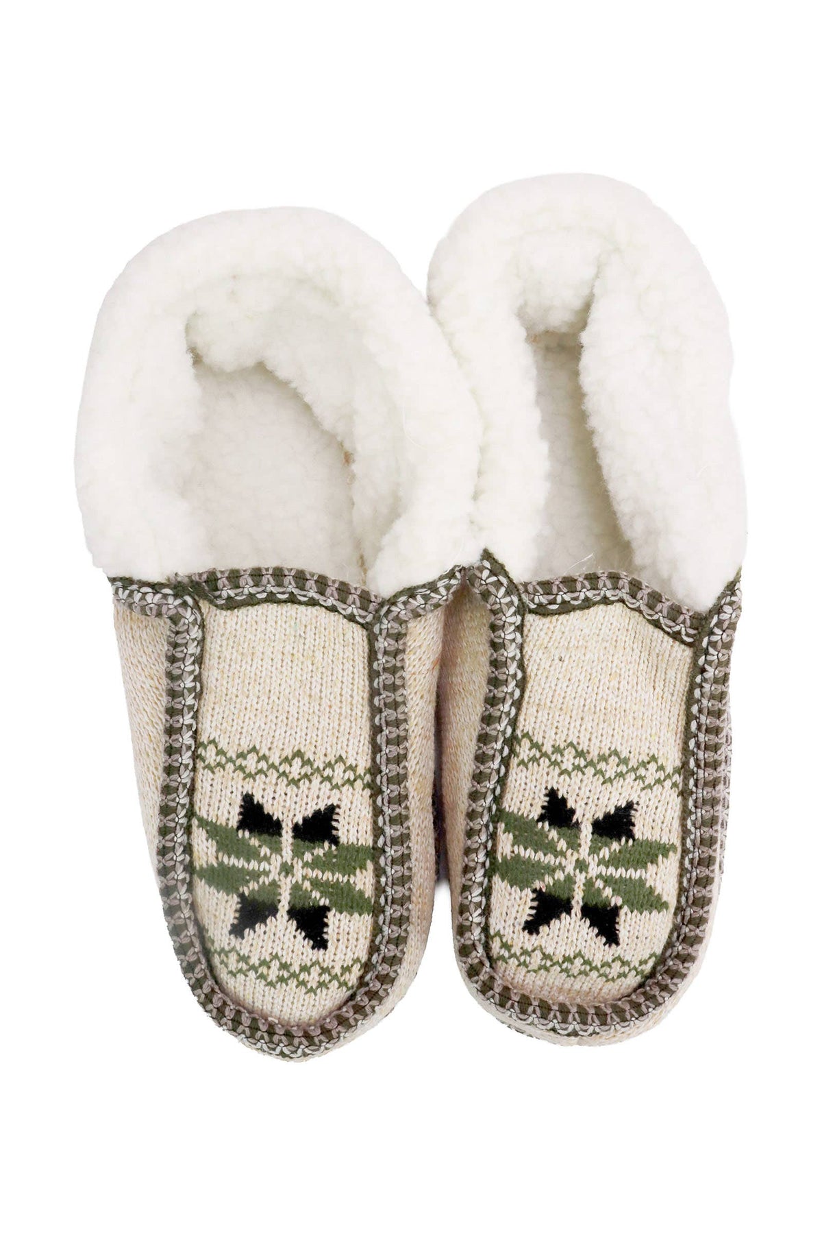 Snowflake Woven Fleece Lined Moccasin Slippers: ASSORTED / ASSORTED