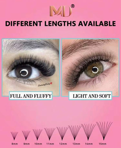 Premade Volume Lash Fans – Loose 500 Fans Box (Pointed Base, D Curl, 0.07mm)