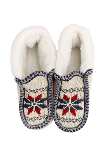 Snowflake Woven Fleece Lined Moccasin Slippers: ASSORTED / ASSORTED