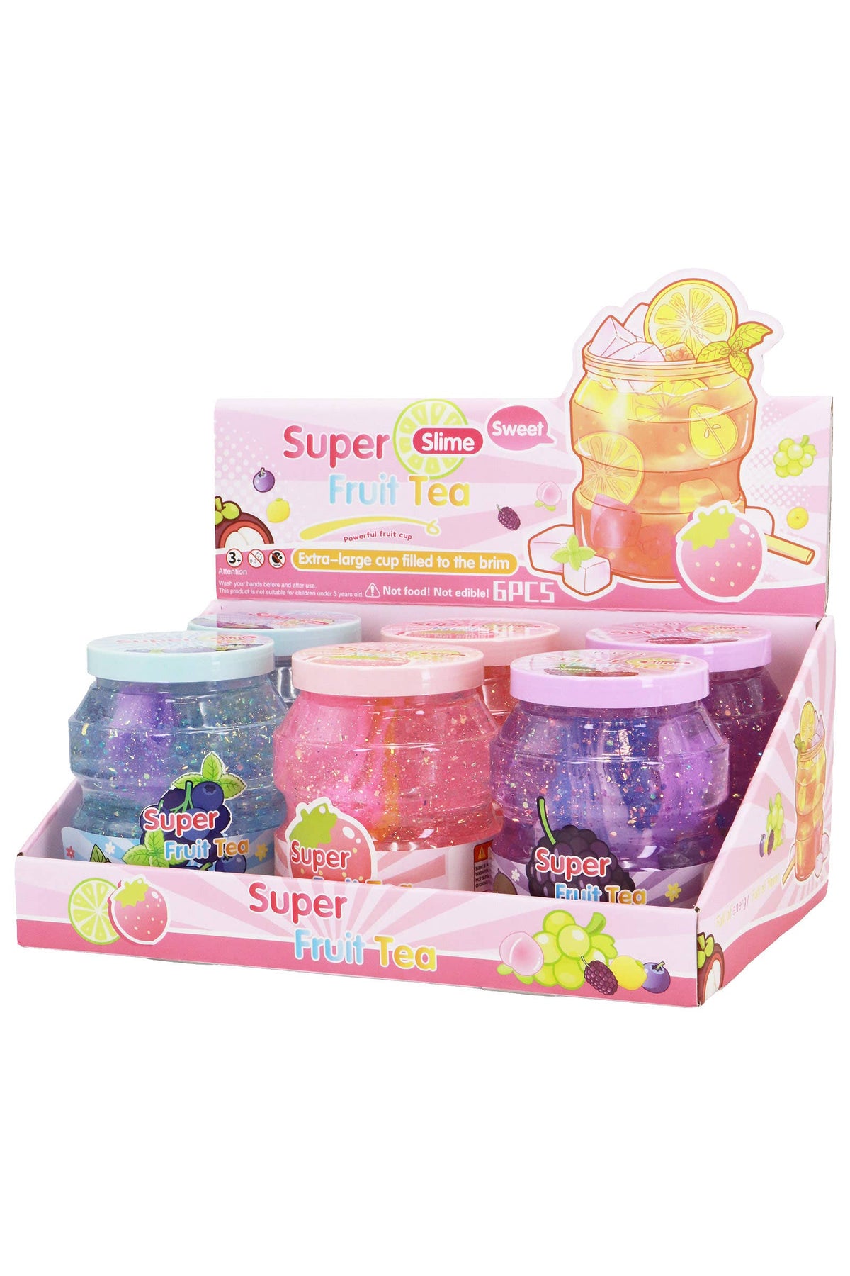 Super Fruit Tea Jumbo Glitter Slime Jar - 1Pcs: ASSORTED / ONE SIZE