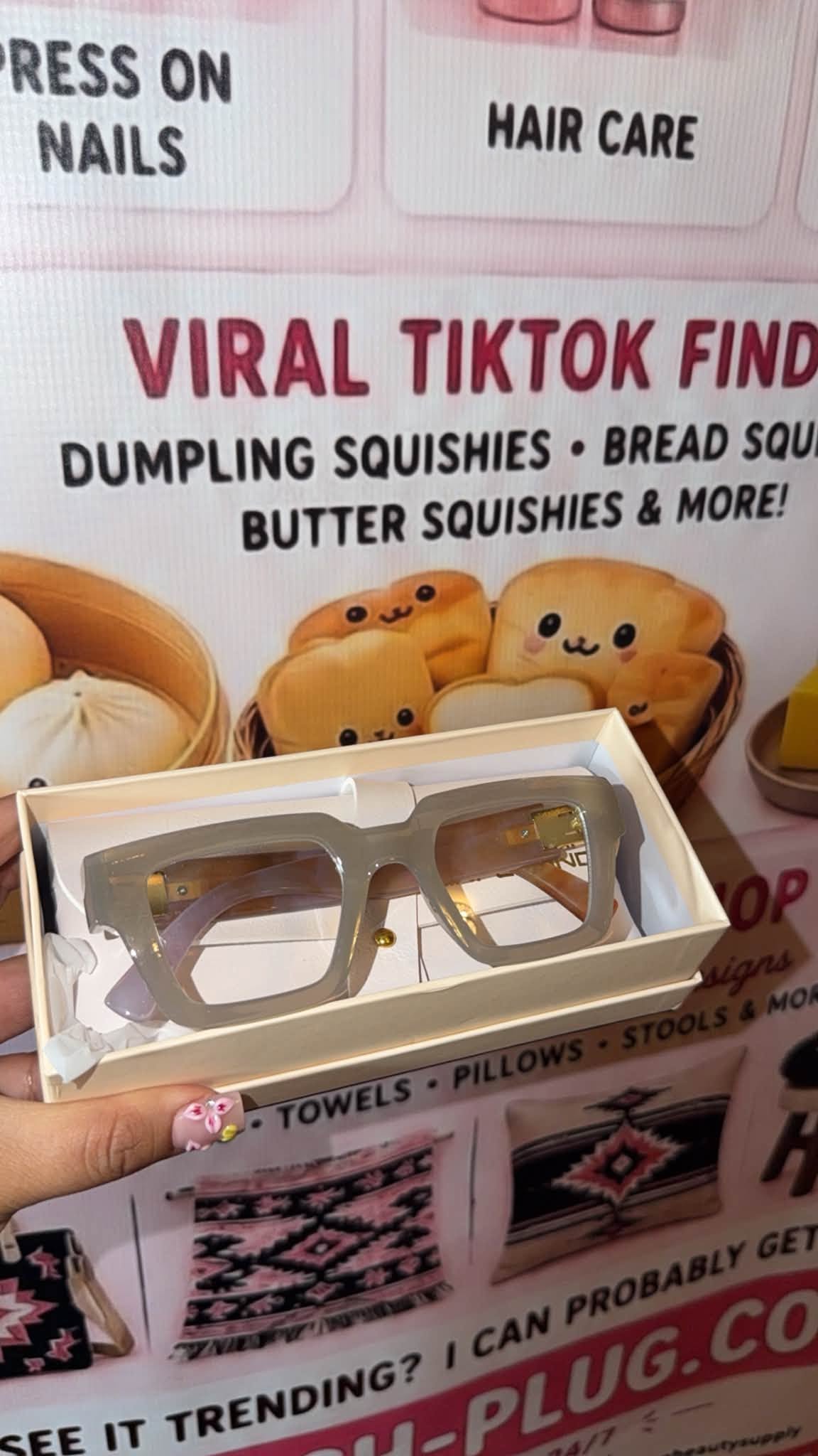 Stylish fake glasses with protective case included.