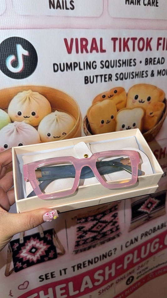 Stylish fake glasses with protective case included.