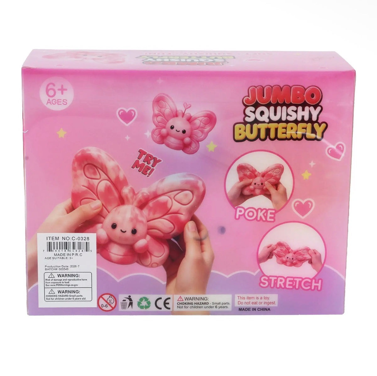 Jumbo 7 inch butterfly fluffy slime filled squishy
