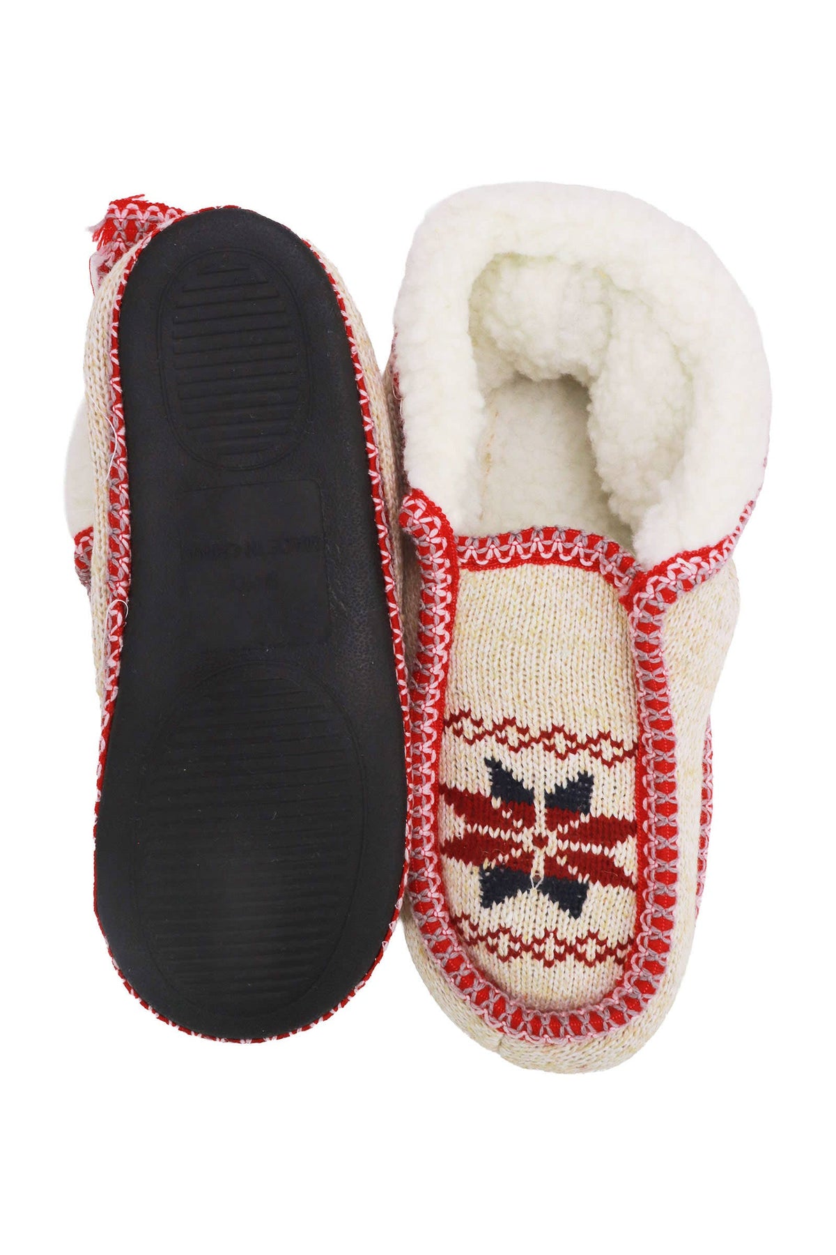 Snowflake Woven Fleece Lined Moccasin Slippers: ASSORTED / ASSORTED