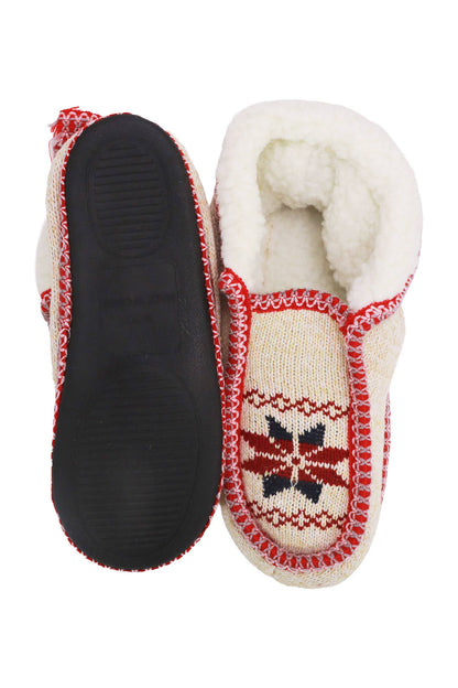 Snowflake Woven Fleece Lined Moccasin Slippers: ASSORTED / ASSORTED