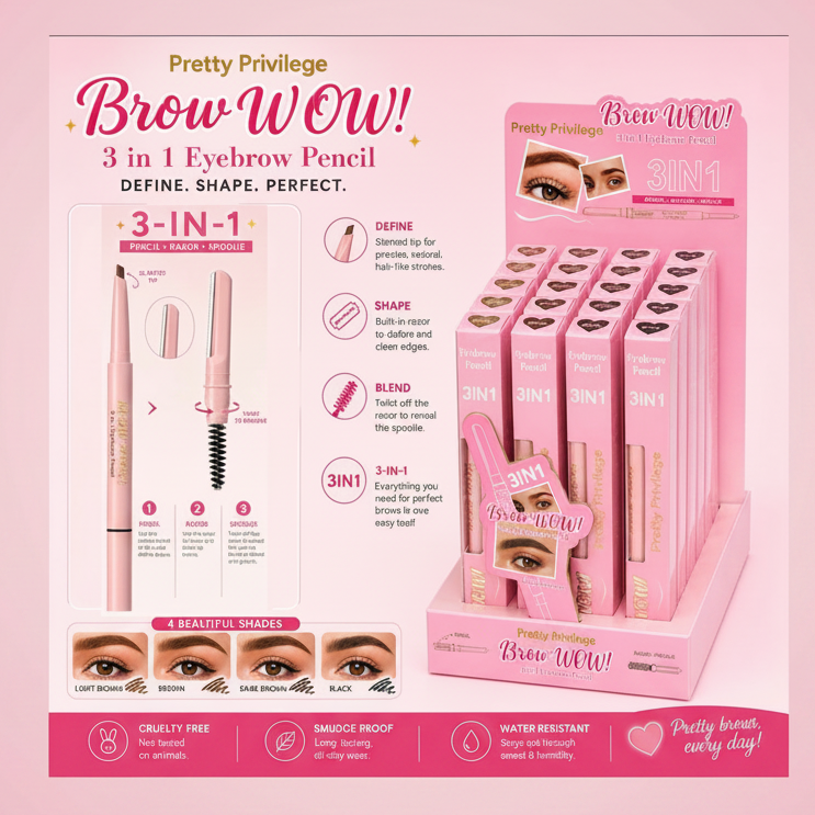 Brow wow! 3and 1eyebrow pencil, pencil plus bully plus razor pretty privilege ￼