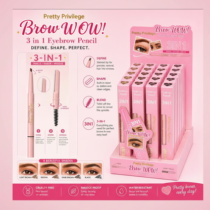 Brow wow! 3and 1eyebrow pencil, pencil plus bully plus razor pretty privilege ￼