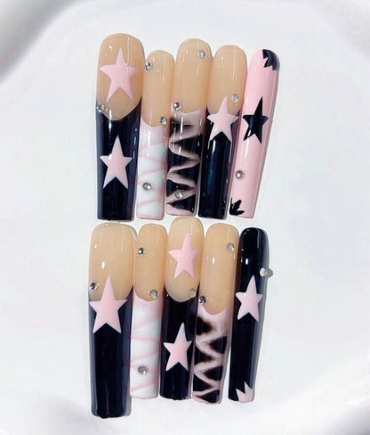 Xl press on nail set: rockstar babe