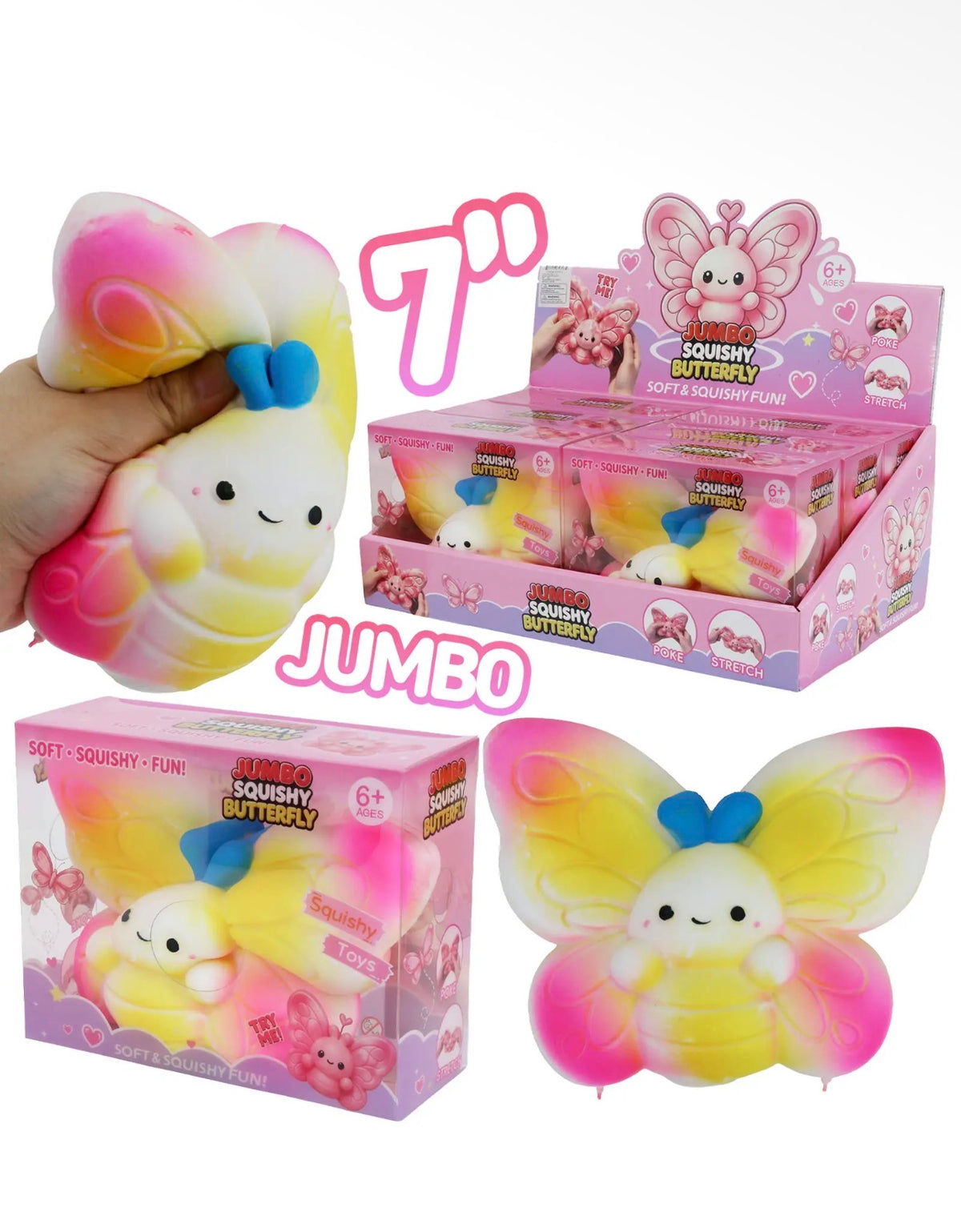 Jumbo 7 inch butterfly fluffy slime filled squishy