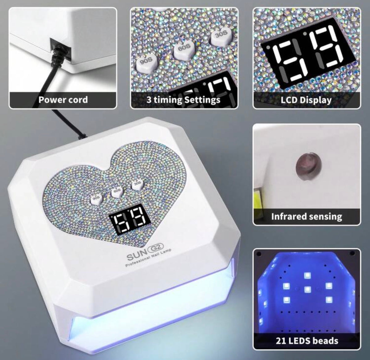 Professional UV nail lamp heart shaped novelty ￼