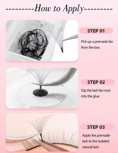 Premade Volume Lash Fans – Loose 500 Fans Box (Pointed Base, D Curl, 0.07mm)