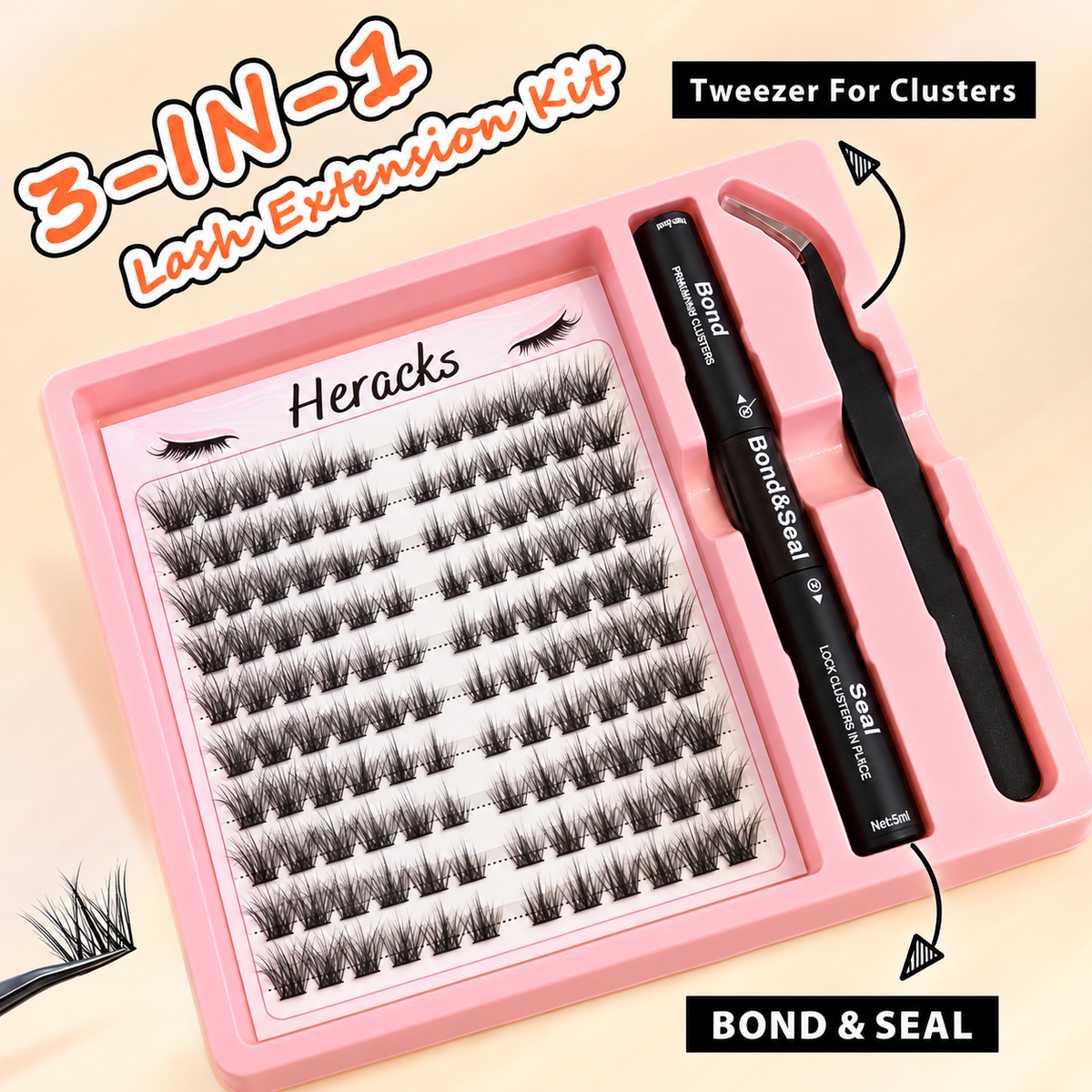 3 in 1 lash extension kit included bond and seal and tweezer ￼