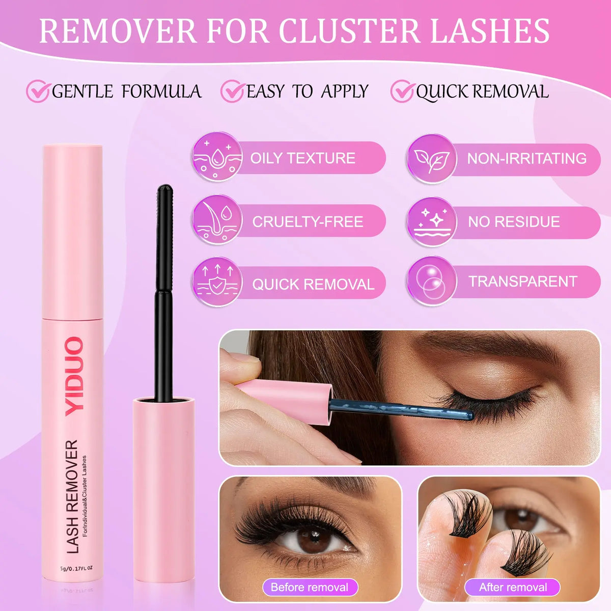 Eyelash remover for individual and cluster lashes