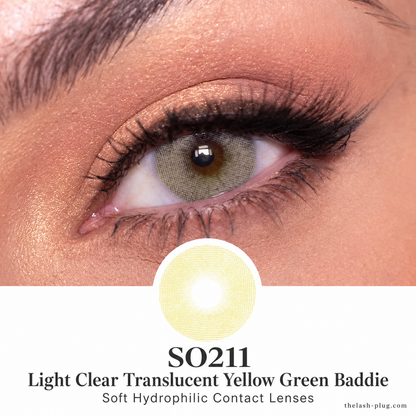 SO211 light clear translucent yellow green baddie -soft hydrophilic contact lenses