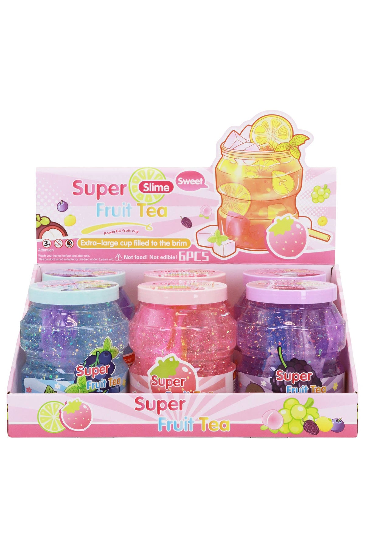 Super Fruit Tea Jumbo Glitter Slime Jar - 1Pcs: ASSORTED / ONE SIZE