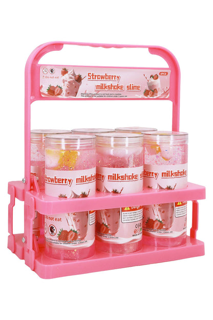 Strawberry Shimmery Slime Jar w/ Carrier - 12 Pcs: PINK / ONE SIZE