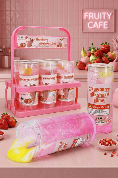 Strawberry Shimmery Slime Jar w/ Carrier - 12 Pcs: PINK / ONE SIZE