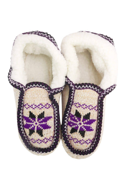 Snowflake Woven Fleece Lined Moccasin Slippers: ASSORTED / ASSORTED