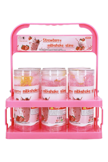 Strawberry Shimmery Slime Jar w/ Carrier - 12 Pcs: PINK / ONE SIZE
